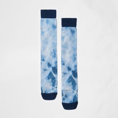 Blue tie dye print socks